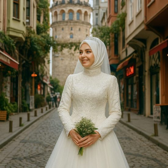 A Kesim Model Tesettürlü Gelinlik